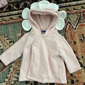 Old Navy Pink and White sweatshirt with flower hood